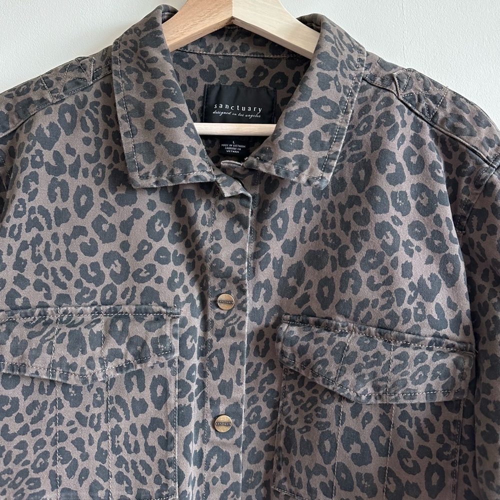 Sanctuary Leopard Animal Print Snap Front Jacket